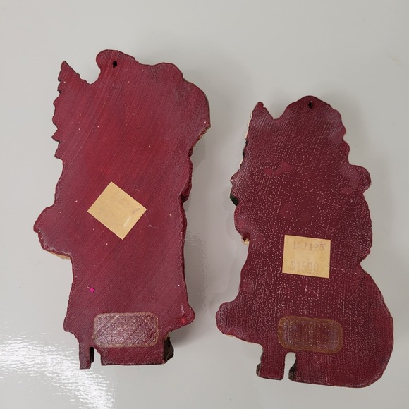 Set 2 Vintage 80s June McKenna Santa Claus Figurine Christmas Tree ShelfSitter - Picture 10 of 14